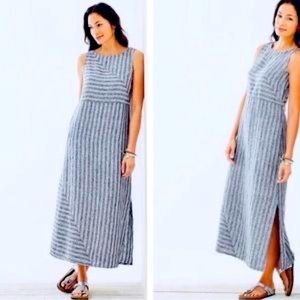 JJill Love Linen Maxi Dress Medium Grey/White Stripes